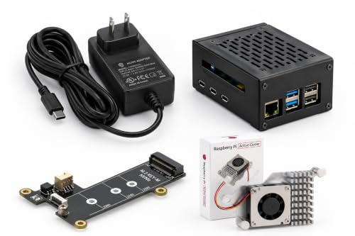 Raspberry Pi 5 Ultimate Starter Kit-128GB Edition/Raspberry Pi OS Pre-Installed/Premium Case/Low Noise Bearing System Fan&Heatsinks Cambo / 5A USB-C Power Supply/Micro HDMI Cable (Metal Case)