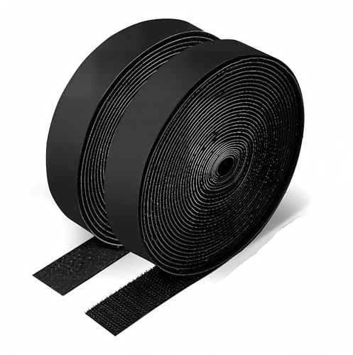Rhimooay Klettband Selbstklebend Extra Stark 16mm Breit, 5M Klettverschluss Selbstklebend, Klett Klebeband Fliegengitter, Klett Selbstklebendes Klettband, Flauschband und Hakenband - Schwarz