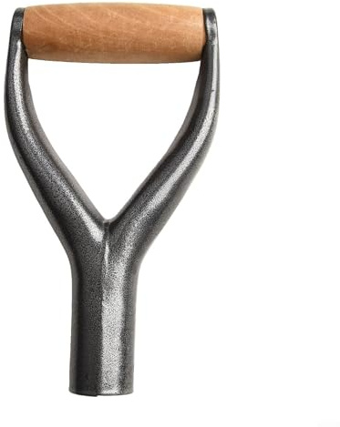 MKTOLHUS Y-Shaped Shovel Handle, Iron and Wood Garden Tool Replacement with 3.1cm Tube Diameter, Ergonomic Grip for Spade Snow Shovel Digging Raking Lawn Care Silver Red(silver)