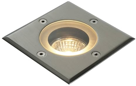 Saxby Pillar 50W Square Polished Stainless Steel IP65 Outdoor Decking Driveway Recessed Buried Uplighter