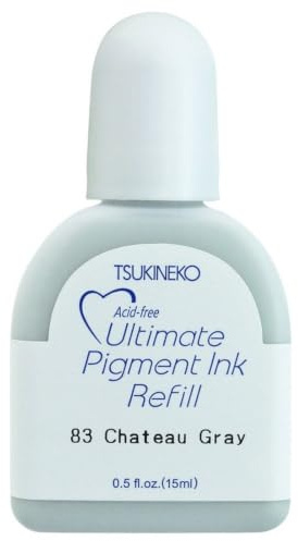 Tsukineko VCR-000-083 Ultimate Pigment Refill Nachfülltinte-15 ml-Chateau Gray (Grau) -Zubehör Reinker für VersaColor Stempelkissen, Einheitsgröße