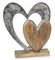 TEMPELWELT Deko Figur Herz Herzen 21 cm, Mango Holz massiv Natur braun Metall Alu Silber, Dekoherz Herzaufsteller Herzdeko zum Stellen