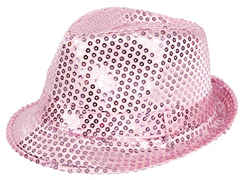 Alsino Clubstyle Partyhut Trilby Hut Blink Fedora Bogart Glitzerhut Glitter, Farbe wählen:TH-63 rosa