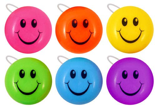 HENBRANDT Mini Smile Face Yo-Yo's Box of 72 - Bulk Wholesale Childrens Party Bag Favour Filler Fete Lucky Dip Prizes Toys