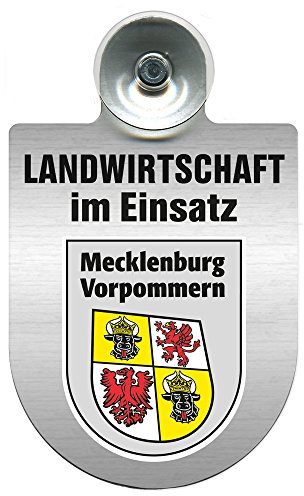 Einsatzschild für Windschutzscheibe incl. Saugnapf - Landwirtschaft im Einsatz - Wappen nach Wahl - 309460 Farbe Region Mecklenburg-Vorpommern
