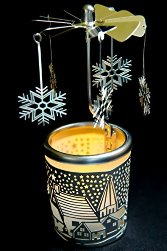 Pyramide/Rondell Silber Teelichtglas im Geschenkkarton Set inkl. Glitzerstern (Schneeflocke 2)
