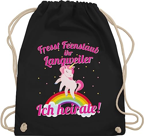 Turnbeutel Rucksack - JGA Junggesellenabschied Frauen - Fresst Feenstaub ihr Langweiler Ich heirate! - Unisize - Schwarz - braut beutel einhorn brauttaschen bachelorette party polterer stoffbeutel