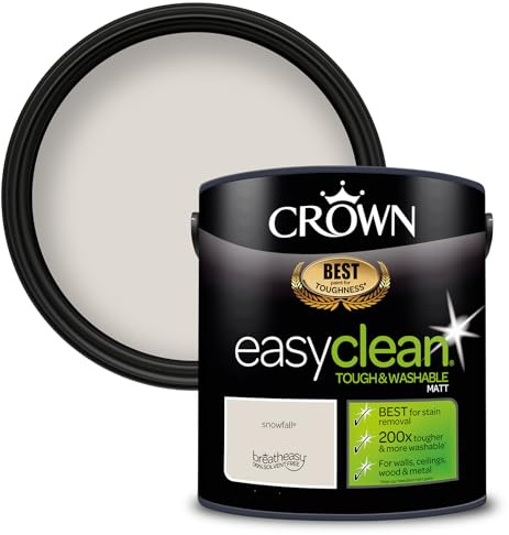 Crown EASYCLEAN Neutral Greige Matt Emulsion Wall Paint - Washable 2.5L