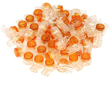RuiLing 150pcs Waterproof Telephone Line Connectors K1 Network Cable Wire Terminals Gel-Filled Orange Clear Button UY Butt Splice Connector