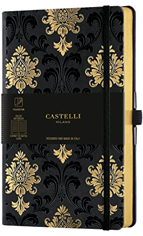 Castelli Milano Copper & Gold Baroque Gold Notizbuch 13 x 21 cm linierte Seite Hardcover Farbe Schwarz 224 Pag