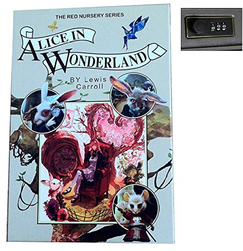 nbvcx Buchtresor Buchsafe Mit Zahlenschloss Buchtresor Mit Echten Seiten Tragbaren Safe Mit 2 Schlüsseln,Für Erwachsene Kinder,AliceInWonderland-Password