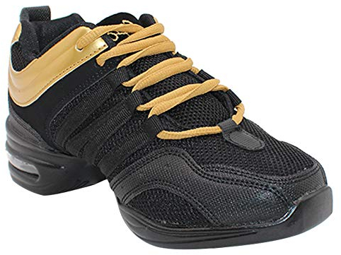 Yudesun Schuhe Sport Outdoor Tanzschuhe Damen - Mode Mesh Lace Up Schuh Freizeit Training Sneaker Laufschuhe Modern Tanz Jazz Tango Gymnastik Sportschuhe Gold (Schuhe sind Kleiner)