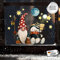 Fensterbild Weihnachtsdeko Weihnachten Zwerg Schneemann -wiederverwendbar- Fensterdeko Winter Fensterbilder Kinder bf92 - ausgewählte Größe: *1. Zwerg mit Schneemann*