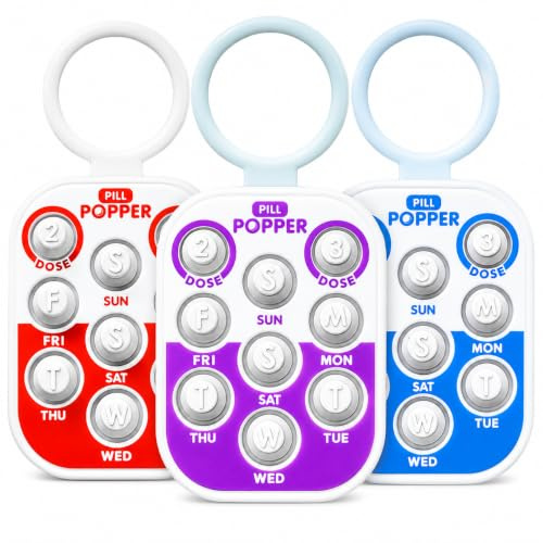 Easy Pill Popper Medikamenten-Tracker, tägliche Dosiserinnerung, mehrfarbig, 3 Stück