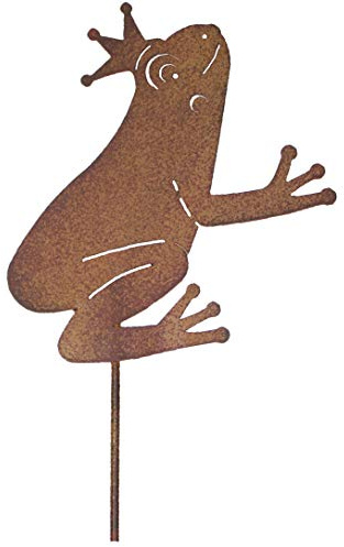 Metall Stab Frosch Rost-Optik Stecken Froschkönig Gartenstecker H60cm