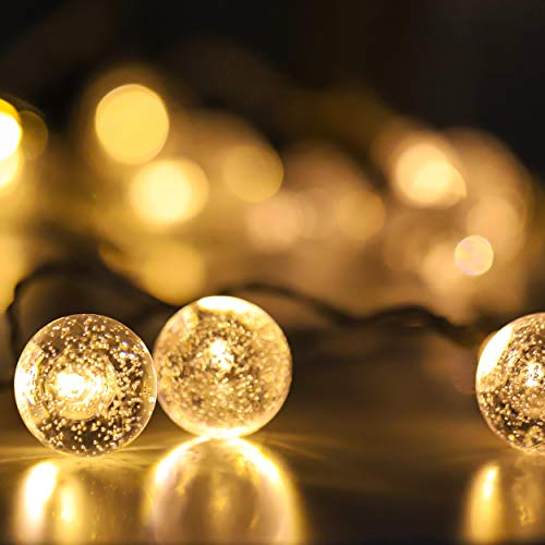 Catena di Luci a LED, Globi Trasparenti Decorativi, Luci a Corda Bianca Calda, Alimentazione a Batteria, 20 Lampadine, 3 Metri