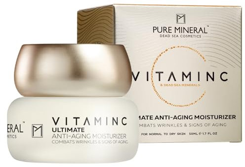 Pure Mineral - Crema Anti-Età Ultime alla Vitamina C per Pelli Normali a Secche - Combatte le Rughe, Rassoda - Minerali del Mar Morto, Idratazione Intensa - Senza siliconi, solfati, parabeni - 50ml