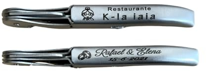 Regalo Grabado - 100 cavatappi personalizzati in acciaio inossidabile | cavatappi inciso con testo o logo per matrimoni ed eventi | regalo matrimonio, comunione, battesimo | inox opaco)