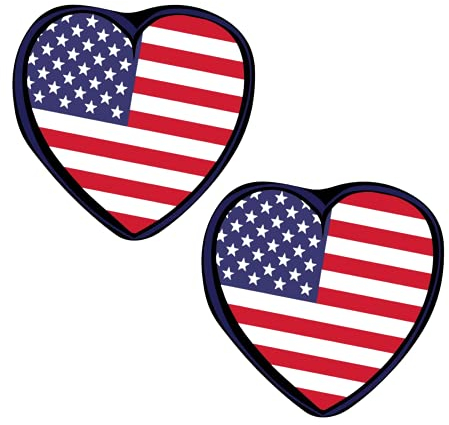 Cute American Flag Heart Shaped Magnetic Car Garage or Fridge Decorative Magnet, Festive Fourth of July USA Decorations, Pack of 2