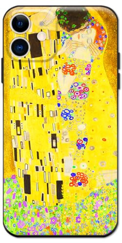 Berkin Arts Kompatible iPhone 12 Hülle Silikon Cover mit Displayschutzfolie Gelbes leichtes Blühen (Gustav Klimt-Der Kuss)