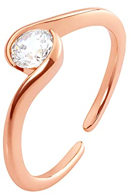 Heideman Ring Blix Damen aus Edelstahl rosegold farbend matt Damenring für Frauen mit Stein weiss rosevergoldet poliert