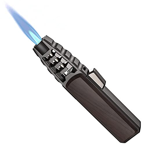Butan-Feuerzeug, nachfüllbar, für die Küche, Kochfackel, winddicht, verstellbare Flamme, Solarstrahl, Backcreme, Brulee (Butangas nicht im Lieferumfang enthalten) (braun)