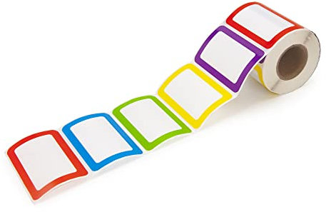 L LIKED 500 Stickers - Colors Plain Name tag Labels with Perforated Line for School Office Home (Blank - 500 Labels)