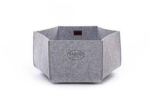 RAIKOU Katzenkorb aus Filz inkl. Haustier Katzenbett Haustierbett Katzenbettchen Katzenkörbchen Katzennest (Grau/Graumelange)