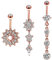 Stfery Bauchnabelpiercing Hohe Qualit?T, Piercing Bauchnabel Opal Edelstahl Roségold 3Pcs Blume und Runde Form mit Weißem Zirkonia Geschenke
