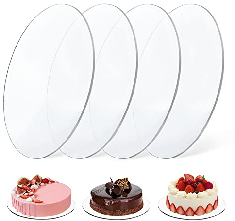 Vegena Lot de 4 plateaux à gâteau, ronds, diamètre : 30 cm, en acrylique, réutilisables, 20 cm