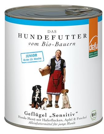 defu Hundefutter | 1 x 800 g | Junior Bio Geflügel Sensitiv | Premium Bio Nassfutter Menü für Junge Hunde