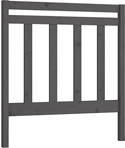 vidaXL Solid Pine Wood Bed Headboard - Grey Modern Slatted Design for Bedroom, Comfortable Back Support, Easy Assembly