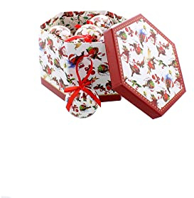 Festive Productions Robin Decoupage Christmas Baubles Set - 14 piece set, Includes Gift Storage Box