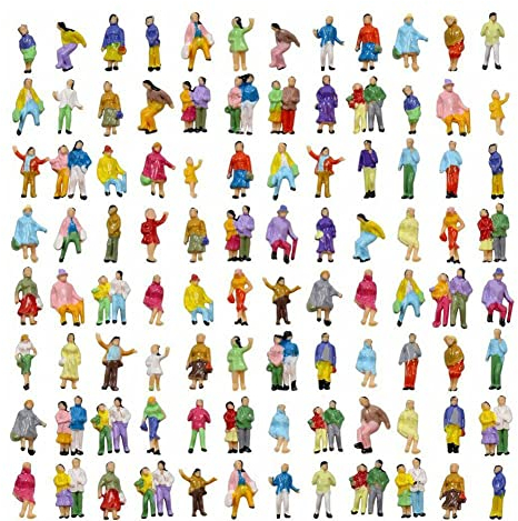 500 Stück Modellzug Menschen 1:200 bemalte architektonische kleine Menschen Figuren sitzen und Stehen für Miniaturszenen