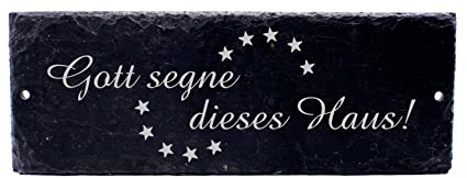 Gott segne dieses Haus ! - Schild Schiefer graviert Türschild Haussegen Segnung Türdeko Einzug 22 x 8 cm
