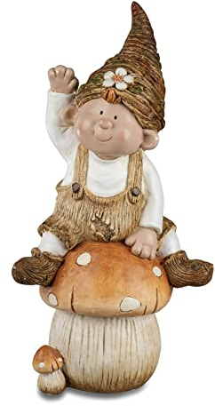 formano Dekofigur Wichtel auf Pilz Gartendeko Kunststein