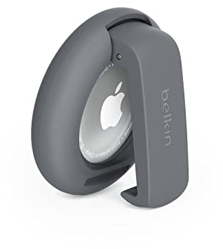 Belkin Anneau de protection avec pince pour AirTag Apple (porte-clé, protection antirayure, gris foncé)