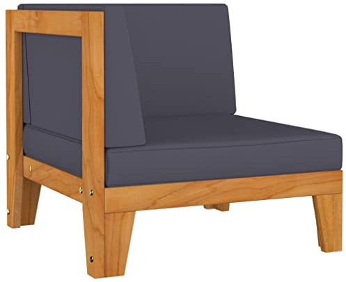 FIRBNUS Modular-Ecksofa mit Dunkelgrauen Kissen Akazie Massivholz Eckcouch Terassenmöbel Außen Gartensofa Balkon Sitzecke Outdoor Sofa Gartenmöbel für Draußen Gartenmöbel Holz Balkon Sofa
