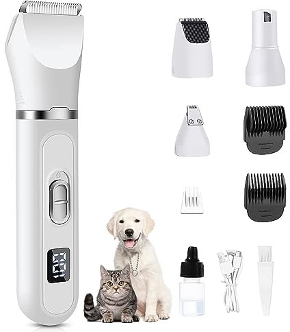 Lovcoyo Dog Clippers, Safe Low Noise Dog Grooming Kit, Rechargeable Cordless Quiet Dog Grooming Clippers for Cats and Other Pets, Dog Clippers