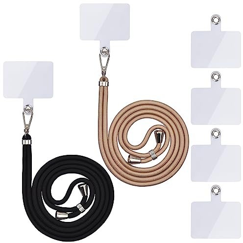 Handykette Universal, Handy Lanyard, Universelles Handy um den Hals hängend mit Pad Handy Lanyard, verstellbar und abnehmbar. (2Helles Schwarz+Gold)