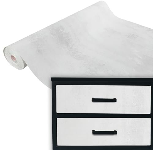 DecoMeister Papel Adhesivo Imitacion Hormigon Blanco Para Pared Puertas Mesa Armario Vinilo Autoadhesivo Decorativo Para Muebles Encimera Para Forrar Lámina Para Cocina Rollo 67,5 x 100 cm Por Metros