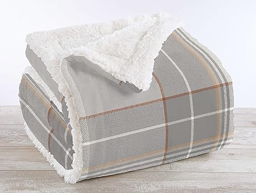 IlGruppone Passione Casa Coperta Plaid in Pile Sherpa Invernale, Morbida e Calda, Pelosa in Finta Pelliccia Singola Matrimoniale Doppio Lato - Tartan Beige - Una piazza 150x200