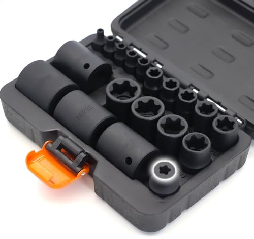 YEKEPRO External Torx Plus Socket Set, 6 Point EP Socke with 1/2'' 3/8'' 1/4'' Drive, Compatible with Tesla