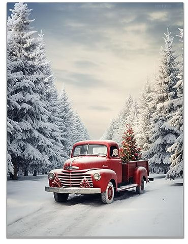 SHYAMIC Bilder Leinwandbild Kunstdruck, Weißer, roter Weihnachtsbaum Wandbild X-Mas Fenster Fotodruck Schneemann Kunstdruck Leuchtbild, Weihnachten Winteridylle Effekt - 75x115cm Ungerahmt