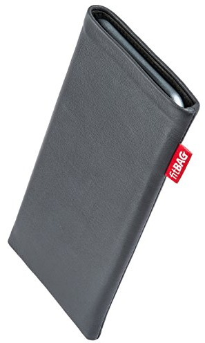 fitBAG Beat Grau Handytasche für Apple iPhone 15 Pro Max Tasche aus Echtleder Nappa mit Microfaserinnenfutter | Hülle mit Reinigungsfunktion | Made in Germany