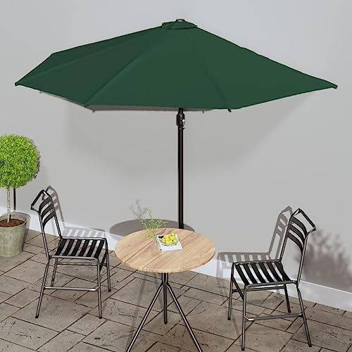 INLIFE Balkon-Sonnenschirm mit Alu-Mast Grün 300x155 cm Halbrund,4,3 KG,44592