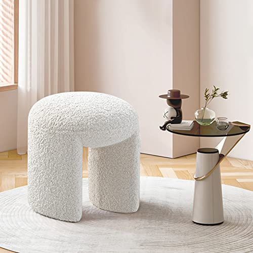 Bequemer moderner Fußhocker, robuste, multifunktionale Bettbank für Zuhause, Schlafzimmer, Wohnzimmer, Samt-Eingangsbank, Ottomane, Beige, 45 x 45 x 46,5 cm (18 x 18 x 18 Zoll)