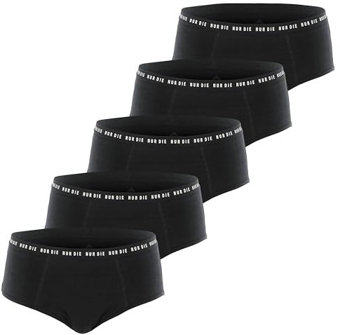 NUR DIE Periodenunterwäsche 5er Pack Alles Geregelt Panty Unterhose Extrastarke Blutung waschbar & saugfähig Menstruationsunterwäsche - schwarz - Größe 36-38