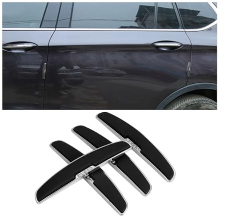 Adunsiaoto 4 Stück Anti-Scratch Auto Seitenkantenschutz, Universell Autotür-Antikollisionsstreifen, Galvanische Legierung Gummi Auto Tür Stoßstange Streifen(Schwarz)