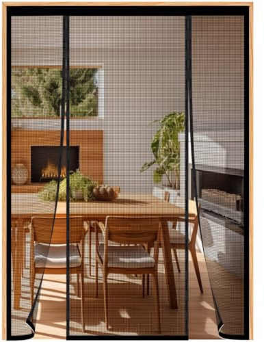 Nero Zanzariera Magnetica per Porta,Rete Fine,Tenda Zanzariera Porta Doppia Apertura Laterale, si Chiude da Sola per Balcone,Installazione Facile,per Balcone,Soggiorno,Terrazze 120(30/60/30) x180cm